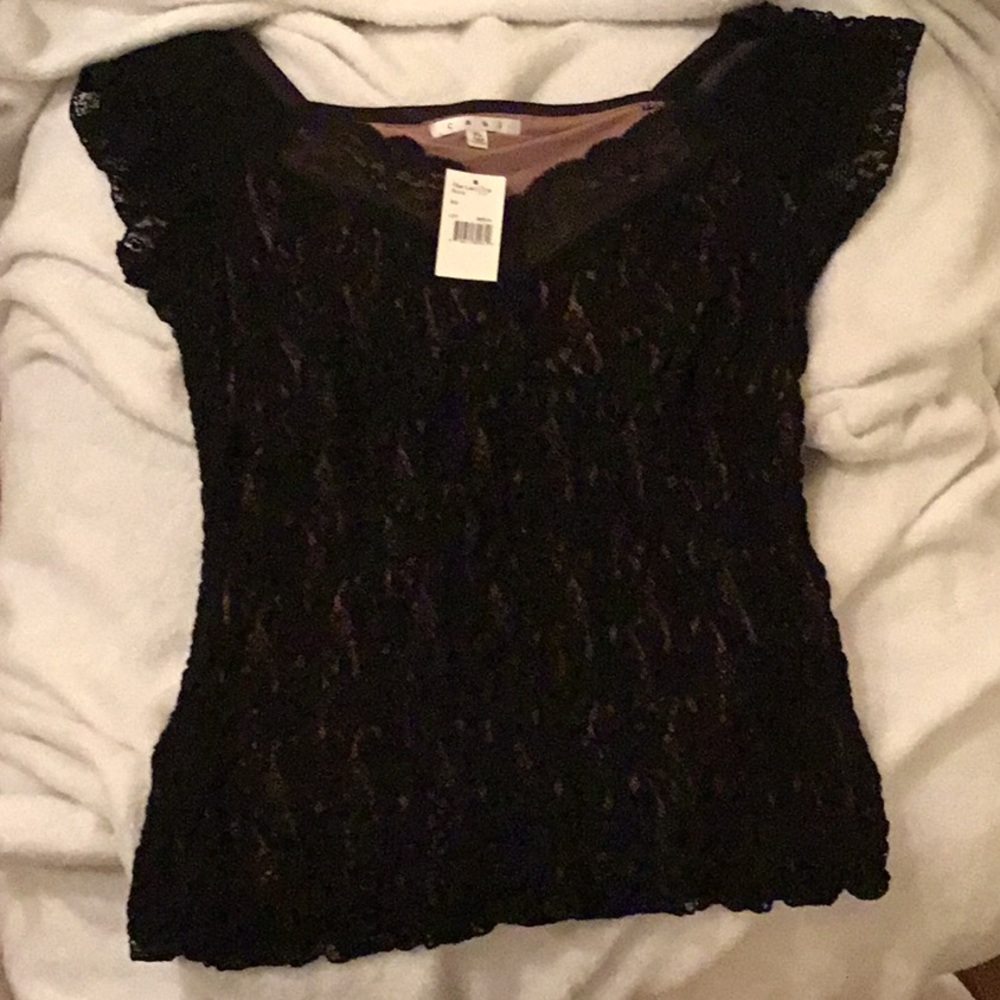 CAbi 503 The Lace Top Ebony